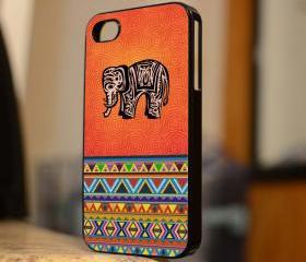 Hot Elephant and Aztec Design - iPhone 4 Case, iPhone 4s Case and iPhone 5 case Hard Plastic Case
